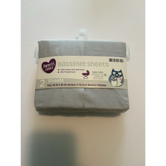 Parent's Choice Other - NIP Parent's Choice Gray Colored Bassinet Sheets 100% Cotton 200 Thread Count